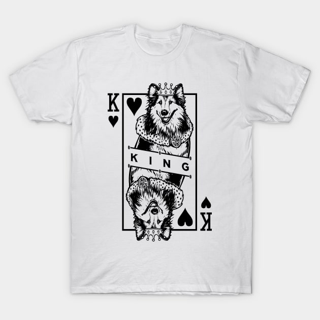 Shetland Sheepdog King Of Hearts Dog Playing Card Pop Art T-Shirt by Grandeduc
